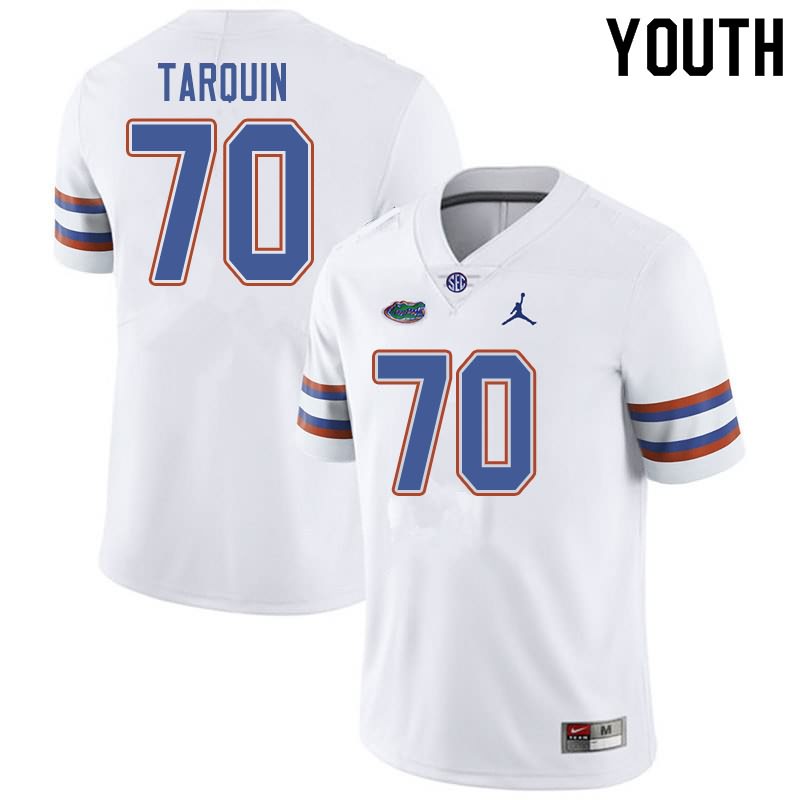 Youth NCAA Florida Gators Michael Tarquin #70 Stitched Authentic Jordan Brand White College Football Jersey ENS4865CR